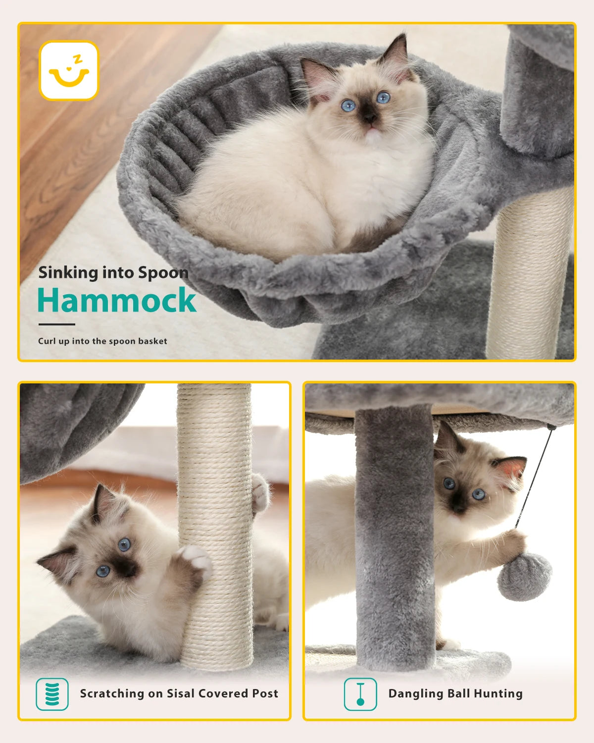 Indoor Cat Tree & Tower with Scratching Posts and Hammock – 2 Styles