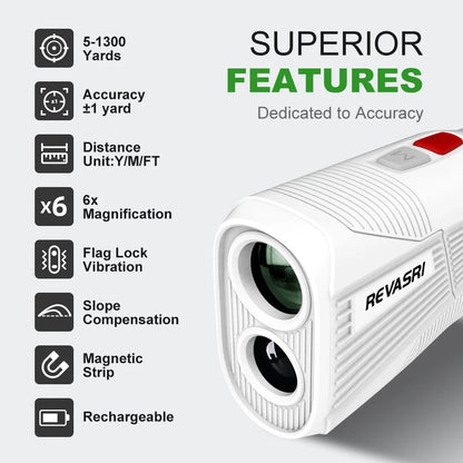 Golf Rangefinder 1300 Yards 6X Magnification With Flag Lock