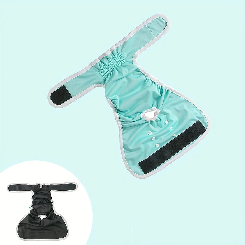 Soft Pet Washable Reusable Dog Period Heat Pants - Highly Absorbent, Adjustable Snaps for Female/Girl Dogs