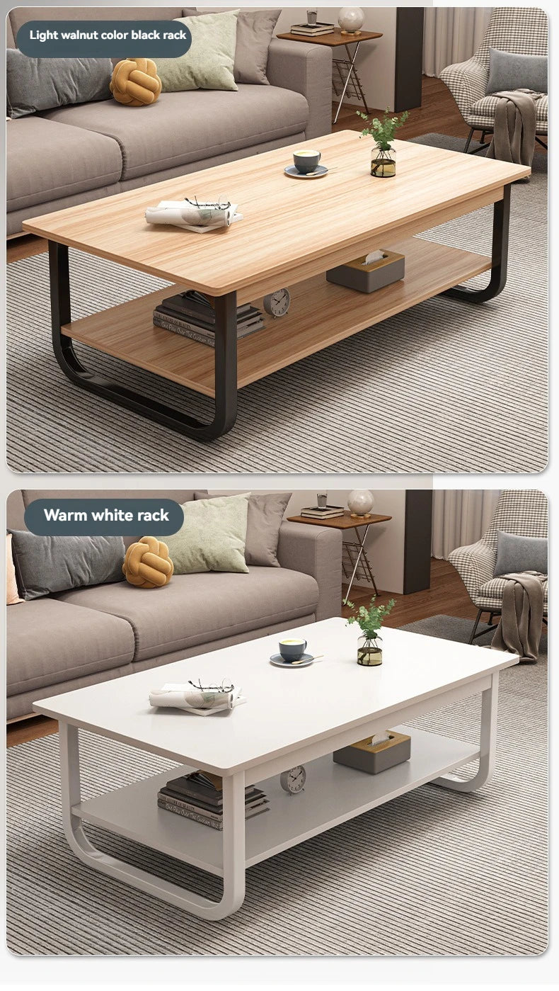 Modern minimalist coffee table, small apartment, living room, sofa, nearby balcony, tea table, rental room, rectangular tea tabl