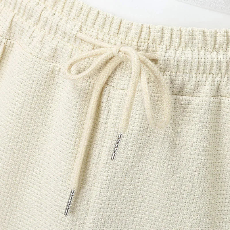 2024 men's new waffle long-sleeved lapel zipper cardigan casual sports suit