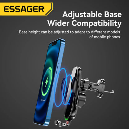 Wireless Car Phone Holder With 15W Fast Charging Air Vent Mount