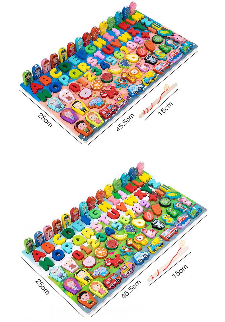 Montessori Educational Wooden Toys Preschool Children Fire Truck Busy Board Math Fishing Games Early Toys For Kids Xmas Gifts