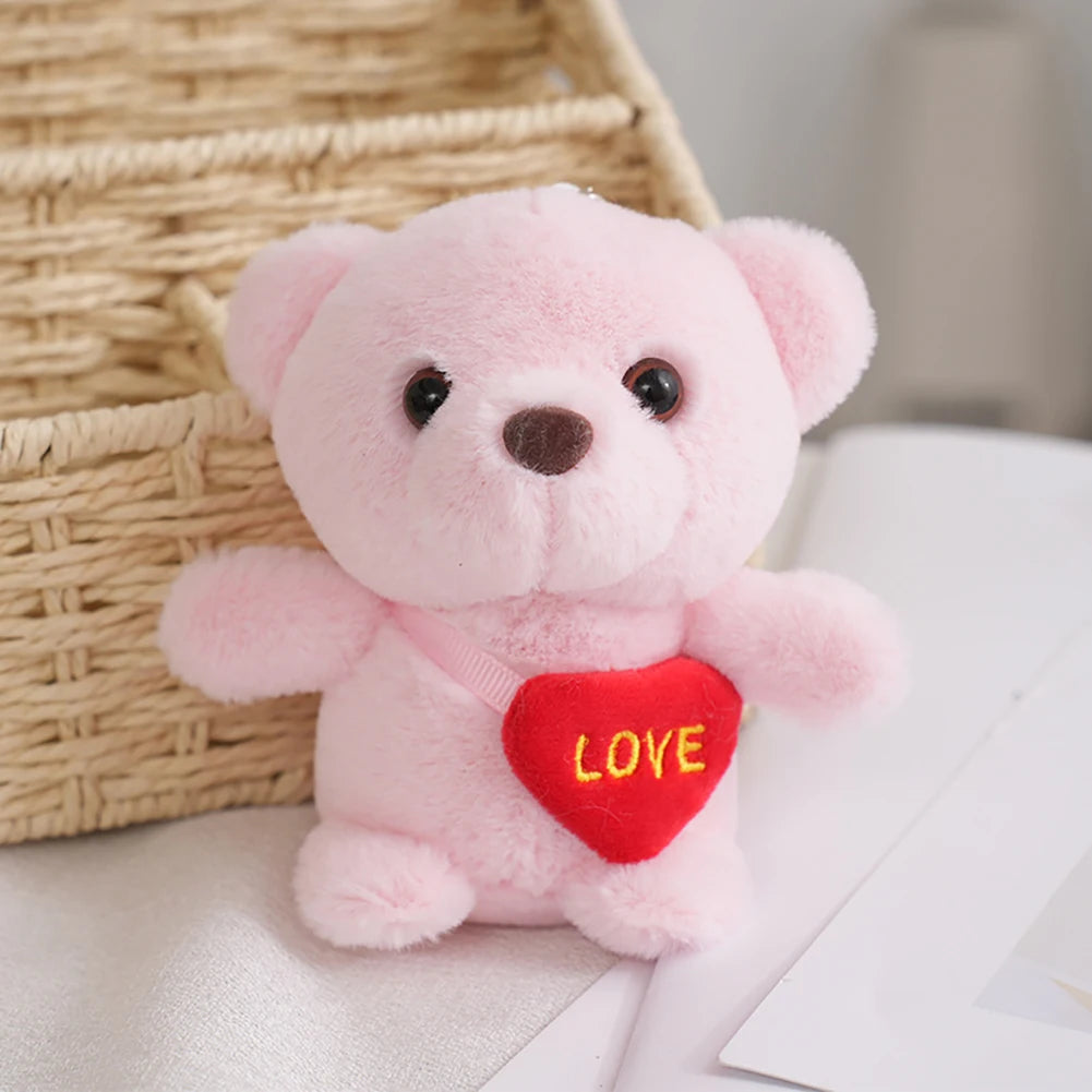1pc Cute Bear Toys Key Chain Pendant Heart Bear Plush Toy Valentine's Day Gifts Children Kids Toy Wedding Gifts Stuffed Toy