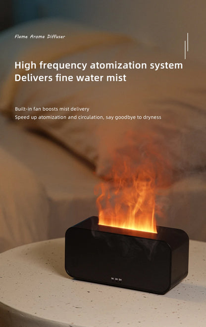 120 mL Aromatherapy Diffuser Humidifier With 3D Flame Night Light For Bedroom