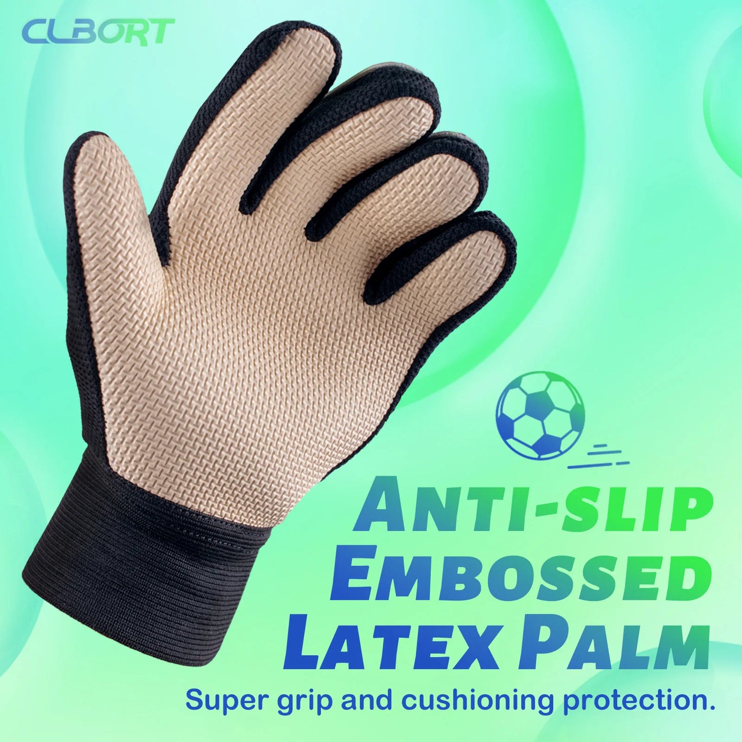 1 pair Non-Slip Soccer Goalie Gloves with Double Wrist Protection