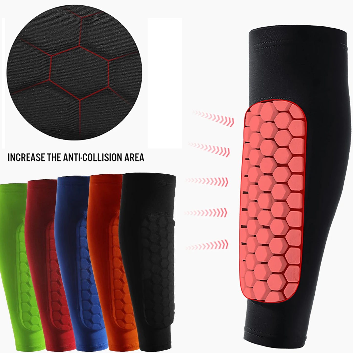 1Pcs Football Shin Guard Socks Sleeves with Foam,Calf Compression Sleeve Honeycomb Pads,Sports Legging & Soccer Equipment