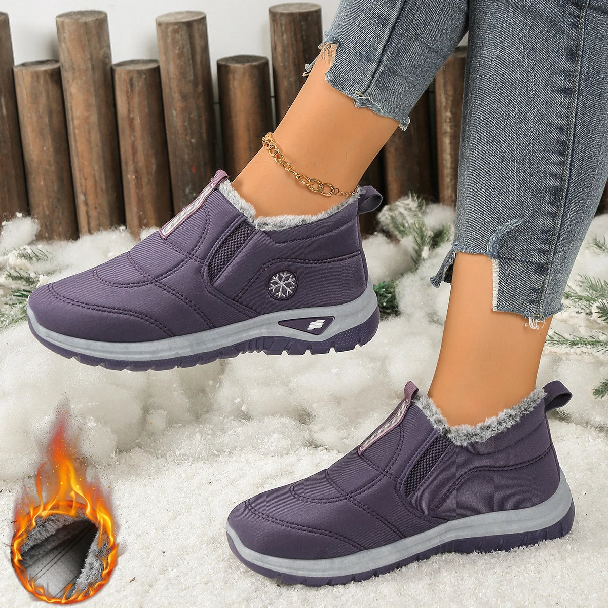 Women's shoes, casual shoes, fleece, thickened, warm, soft-soled, anti-slip and comfortable snow boots