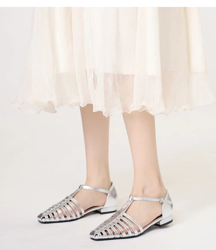 ZAROY Summer Cross Strap Flat Sandals Women Round Toe Ankle Buckle Hollow Casual Roman Sandalia Zapatos De Mujer сандали