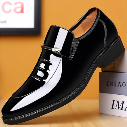 Men's Pu Slip-On Loafers Dress Shoes Round Toe Rubber Outsole