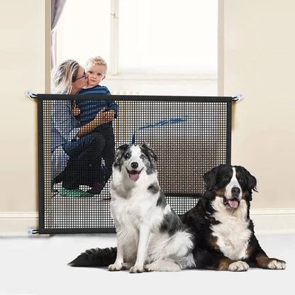 Dog Barrier Fence With 6 Hooks Folding Breathable Mesh Playpen