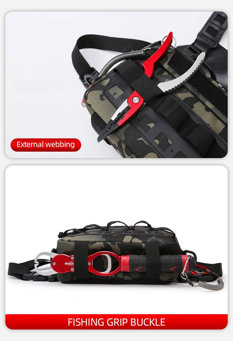 Fishing Vest Bag Men's Camo Fishing Lures Utility Tackle Chest Bags Waist Pack Outdoor Mountaineering Camping Hiking Hunting