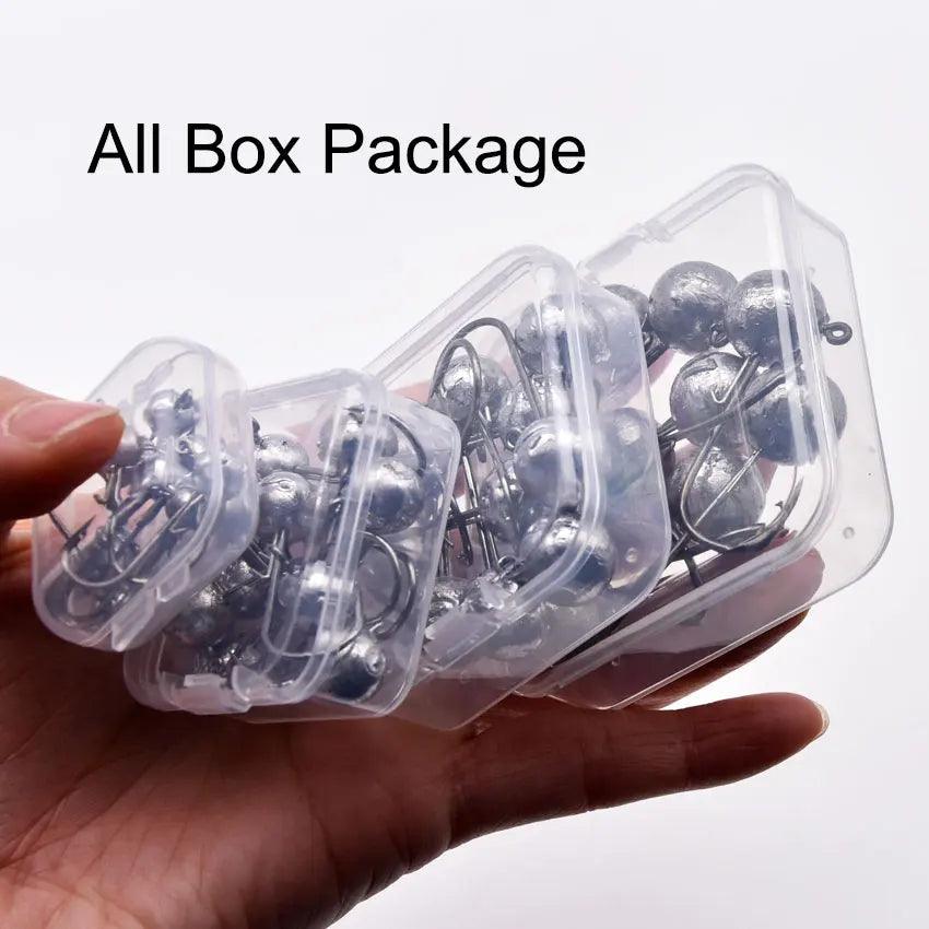 MrLurion Package Box 2g 3g 5g 7g 10g 12g 16g 20g jig head hook for fishing tackle ,crank carbon lure hook for worm soft