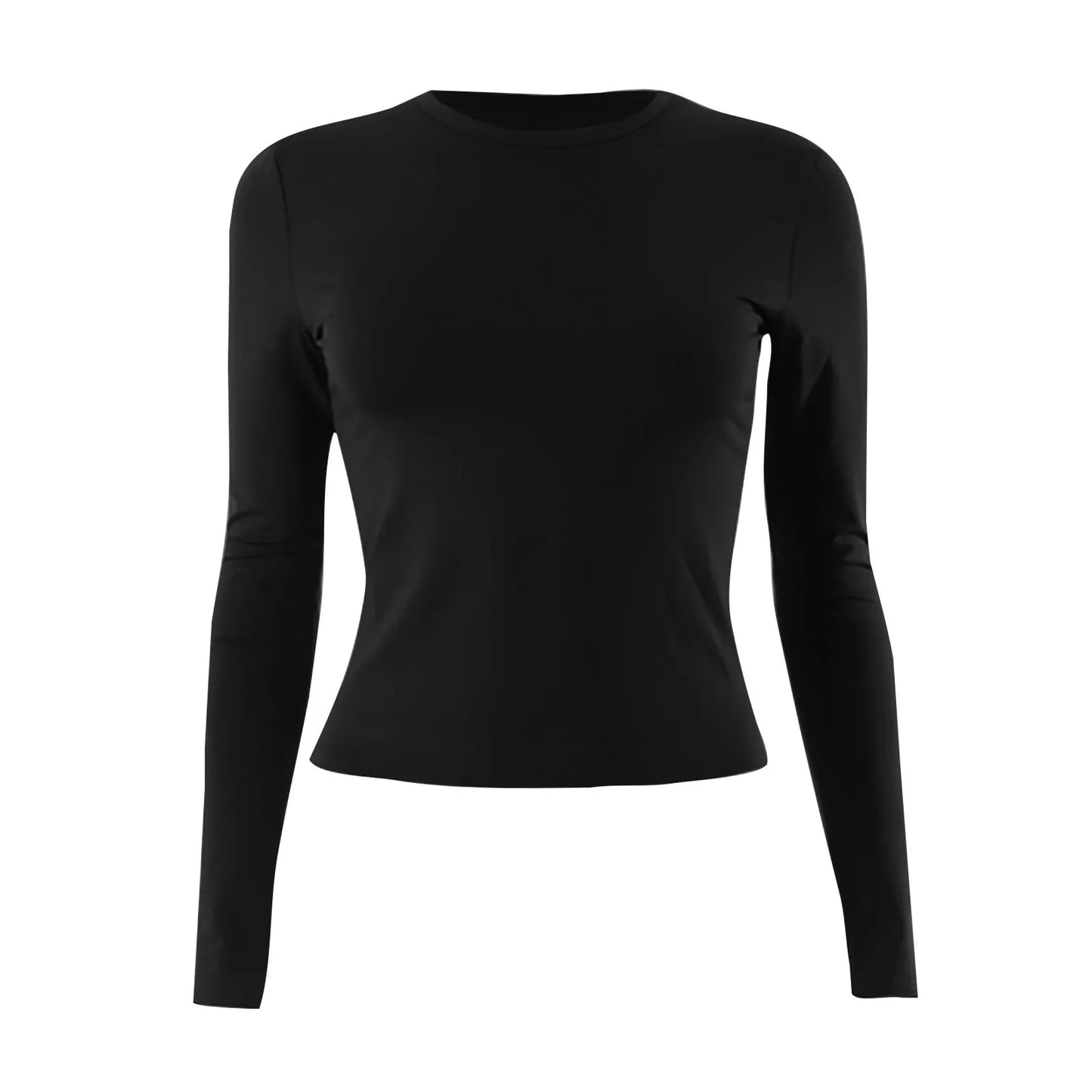 Women’s Cotton O-Neck Long Sleeve Cropped Top