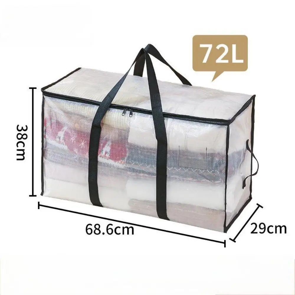 Quilt Organizer Bag Foldable Transparent Large Capacity Woven Closet Sort Waterproof Double Zipper Portable Storage for Clothes