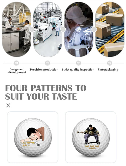 4 Pack Golf Balls Surlyn Two Piece With 4 Distinct Designs