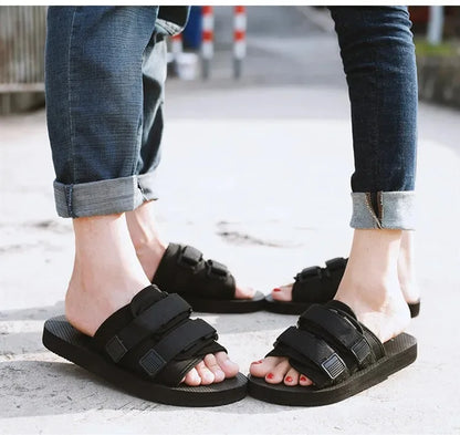 Canvas Slippers With Hook-and-Loop Closure For Men Casual Style