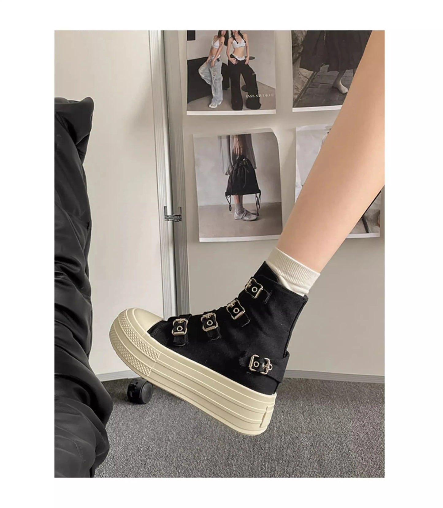 CHABELLA Women's High Top Canvas Shoe Design Buckle Strap Zip Simplicity Female Shoes 2025  High Street Grace Waling Shoes
