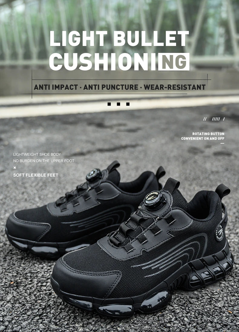 Rotating Button Safety Shoes Men For Work Sneakers Shoes Anti smash Puncture-Proof Protective Men Shoes Steel Toe Work Boots