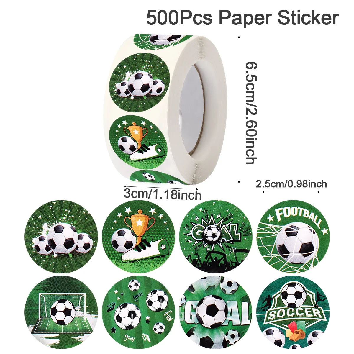500pcs Soccer Stickers Football Theme Label Sealing Sticker for Boys Birthday Baby Shower Party Supplies Sports Theme Decor