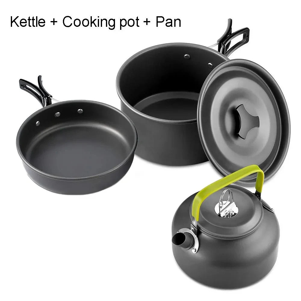 Camping Cookware Set Aluminum Nonstick Pots And Pans Portable