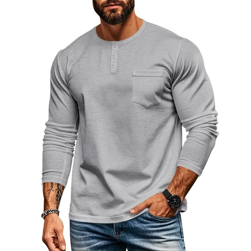 Men's Slim Fit Crew Neck Long Sleeve T-Shirt 2025 Autumn Winter Breathable Casual Bottom Shirt Top