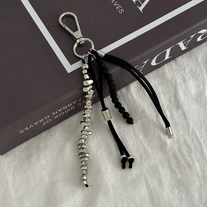 Pearl Bead Chain Keychain Peach Heart Bead Bag Pendant