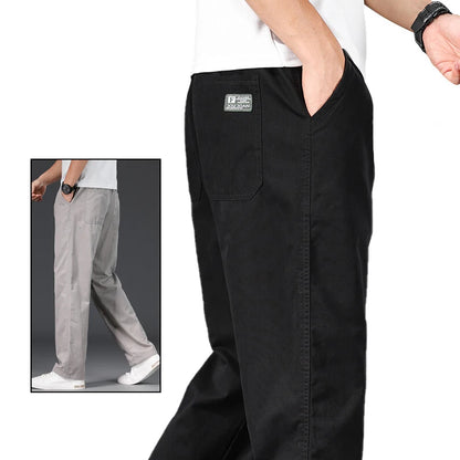 Mens Cotton Relaxed Jogger Pants Big Size Elastic Waist Drawstring Casual