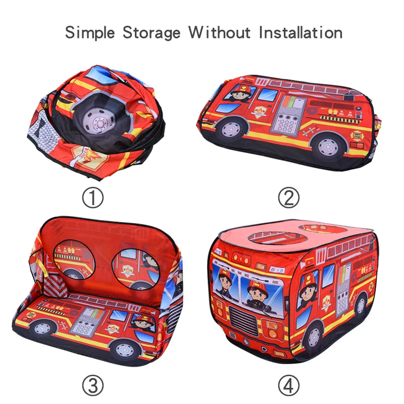 Children's Car  Tent House Fire Truck  Indoor And Outdoor Game House With Sunroof  Toys