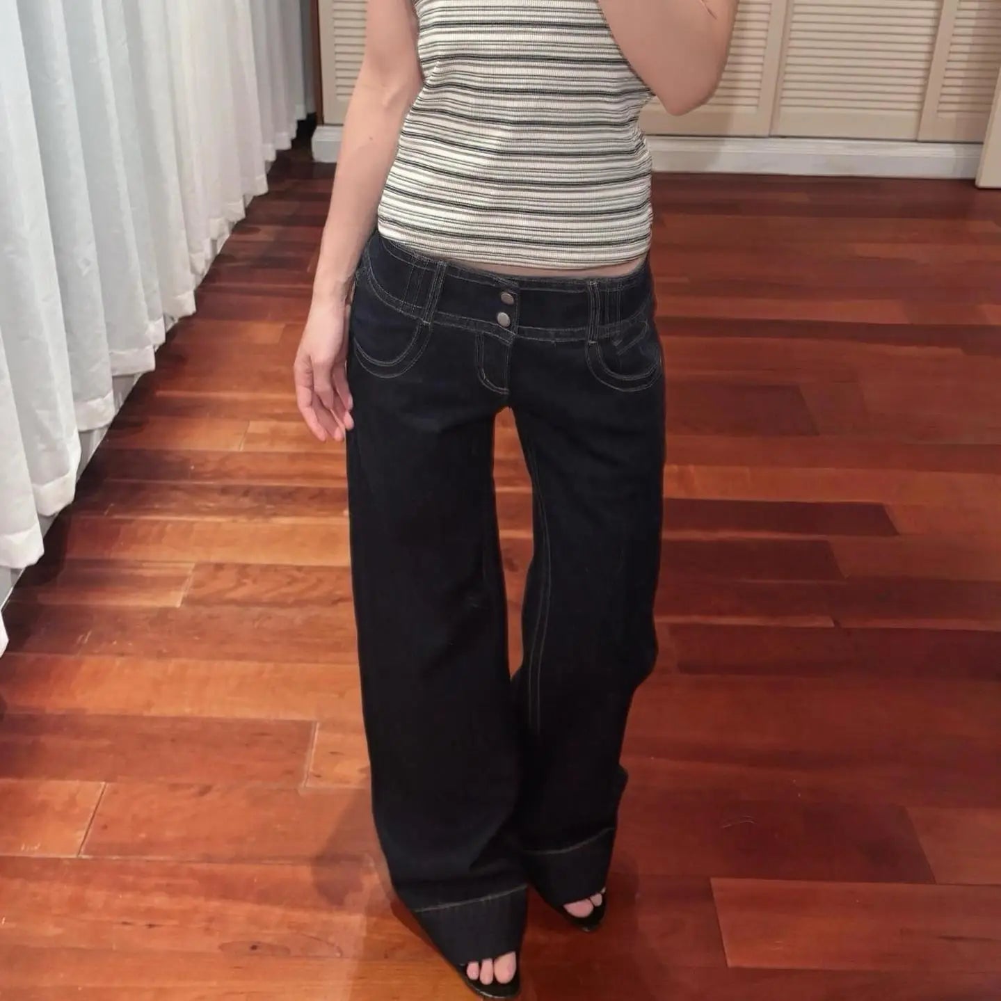 American Retro Low Waist Wide Leg Jeans Women's Summer Autumn Loose Drapey Tall Extended Length Hot Girls Wide Leg Pants