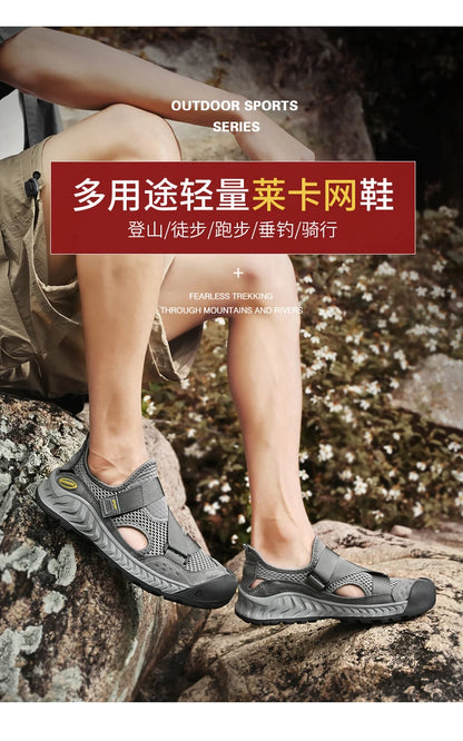 Men's Genuine Leather Sandals Casual Outdoor Beach Shoes