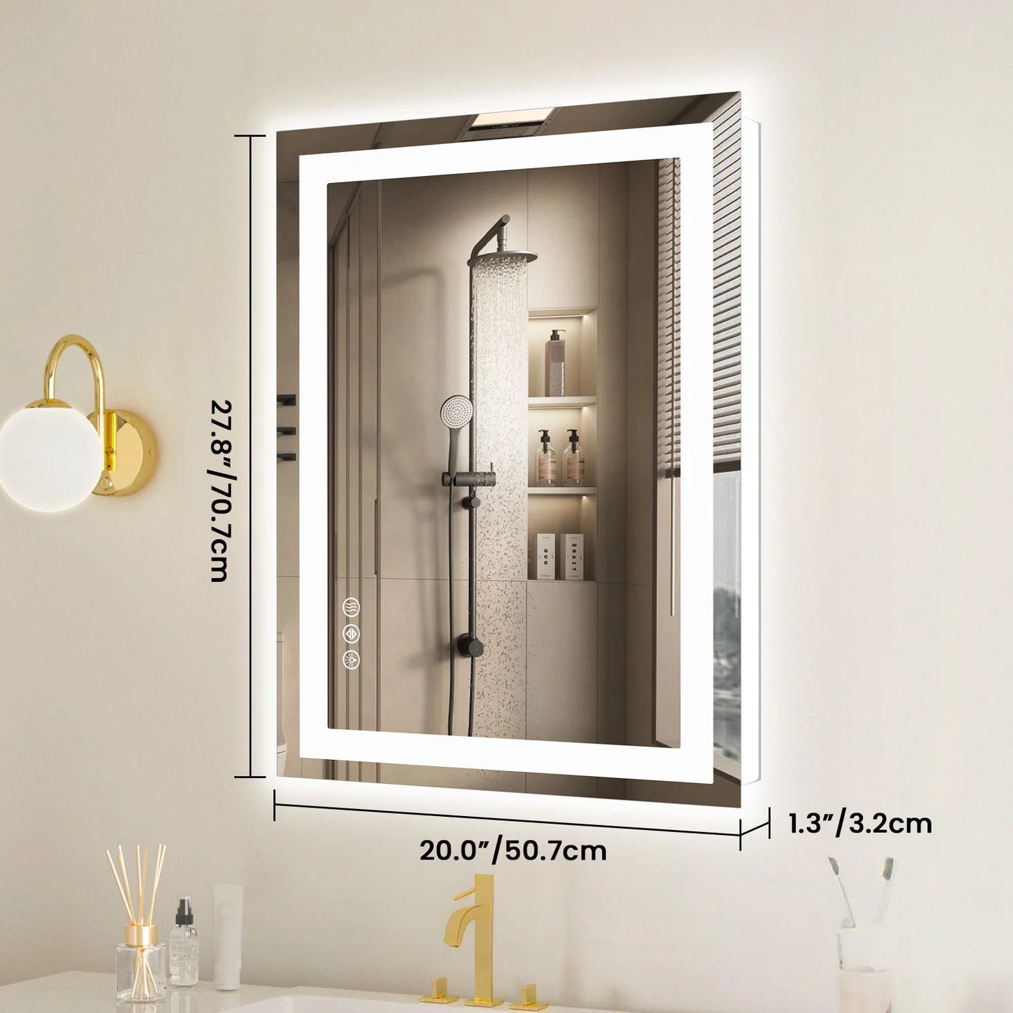 JHK 36"x 24"LED Bathroom Vanity Mirror for Wall Memory Function Tempered Glass with Front Light and Backlit For Living Room