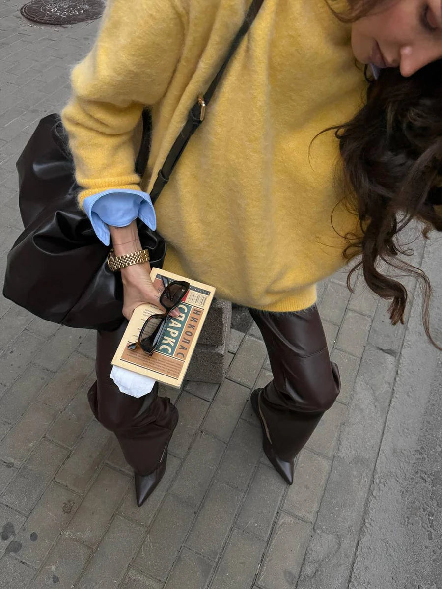 Hirsionsan Basic O Neck Basic Sleeve Sweater Women 2025 Oversized Short Knitted Wool Pullover Female Casual Thick Warm Soft Tops