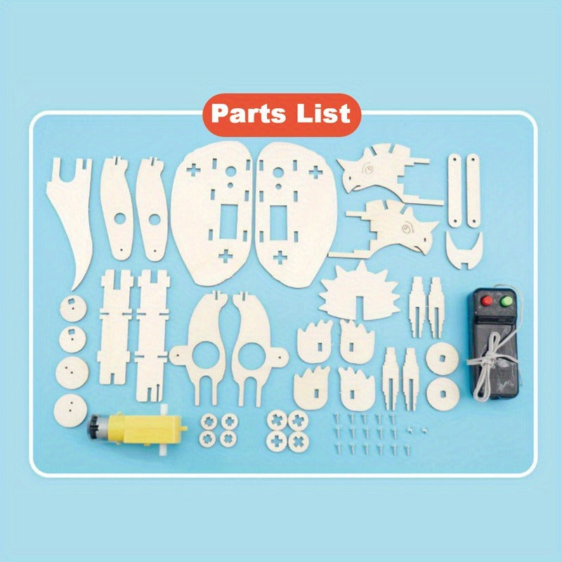 Dinosaur STEM Kit Toys for Kids, 3D Wooden Puzzle Model Robot Model Kit, DIY Educational Science Building STEM Projects