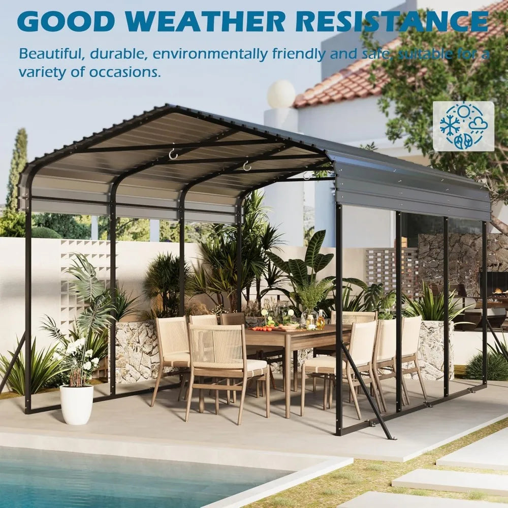 10x15 Carport Heavy Duty, Metal Carport with Galvanized Steel Roof, Metal Car Garage Multi-Use Shelter Outdoor Portable for Car,