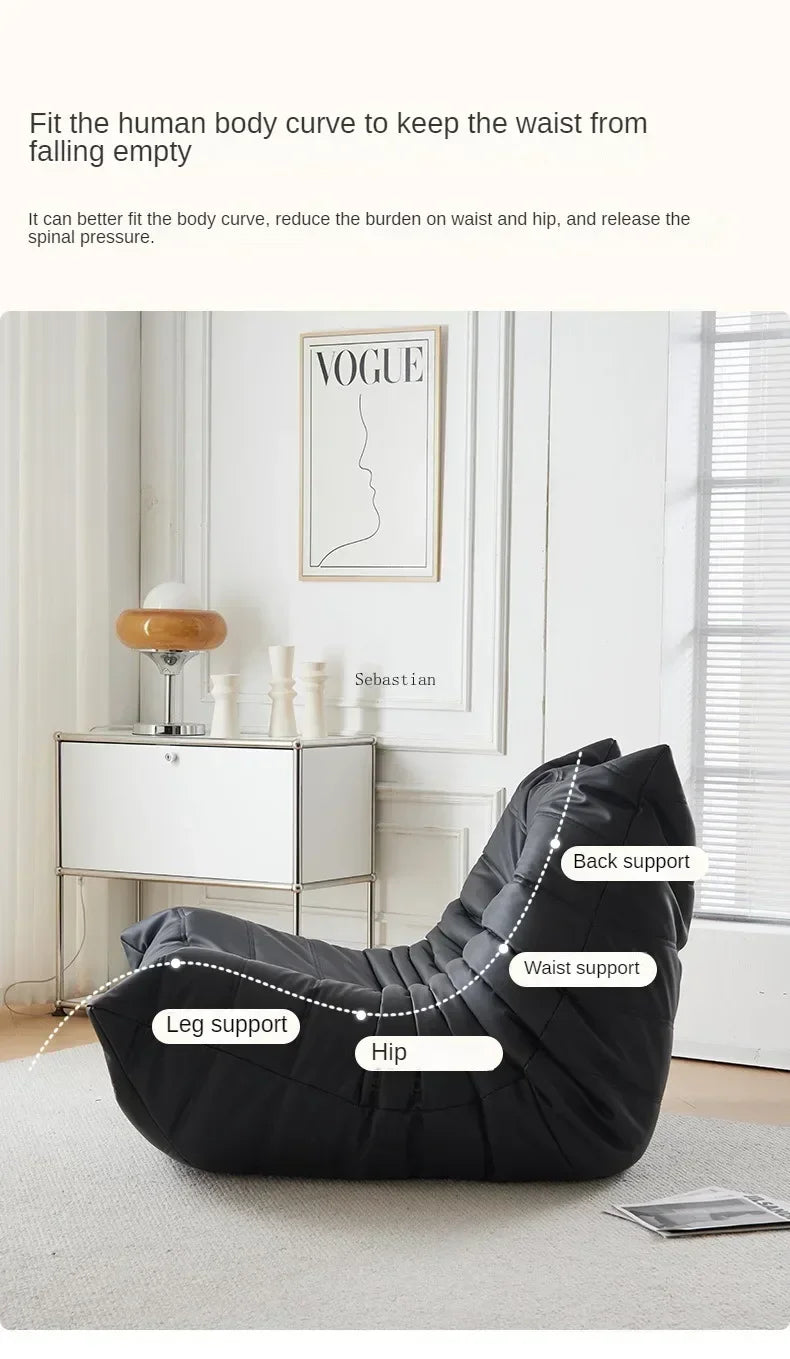 Single Casual Sofa Chair with Cat Scratch Leather Nordic Togo Lazy Caterpillar Sofa Bedroom Living Room Balcony Suede Sofa