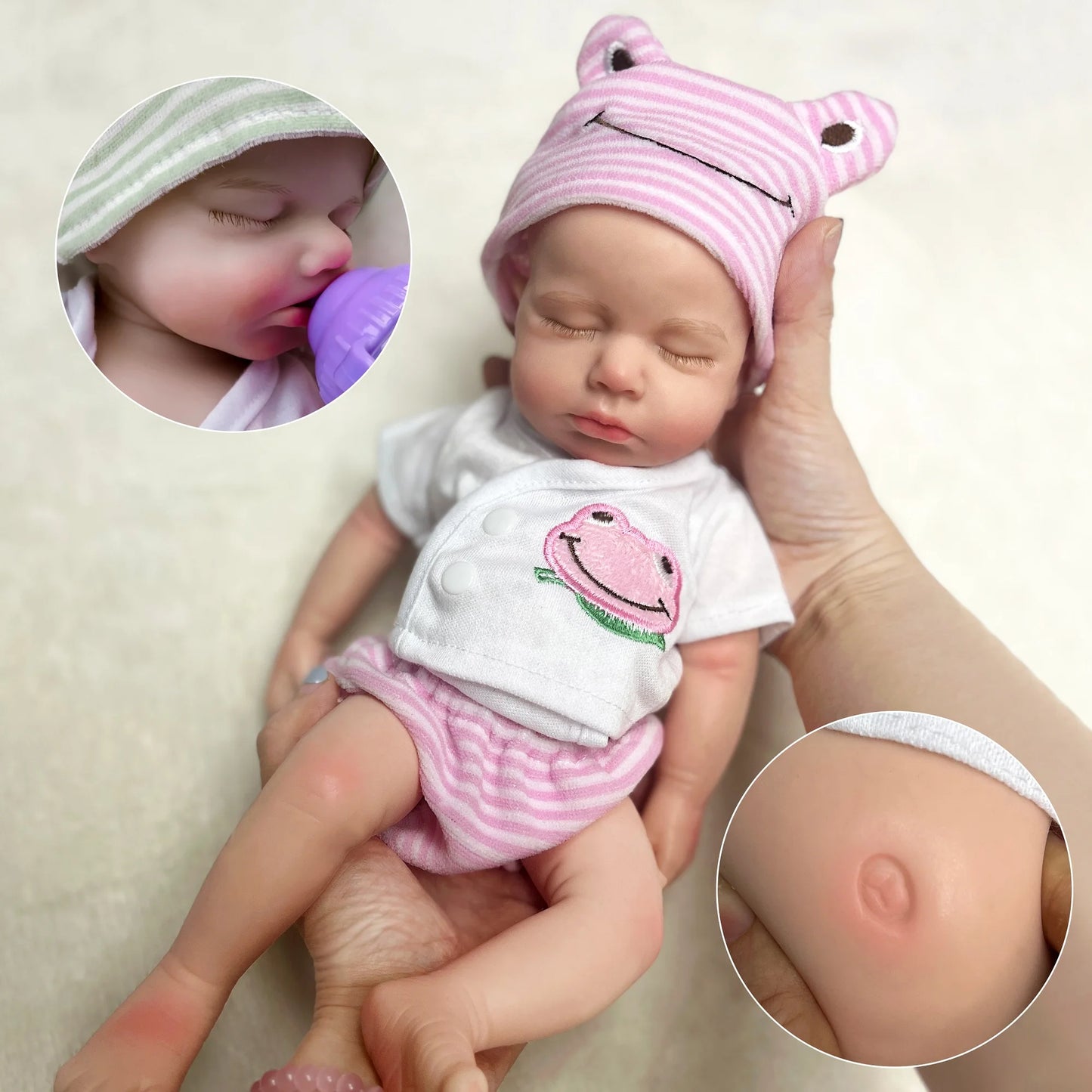 33cm Can Open Mouth Painted Solid Silicone LouLou Bebe Reborn Girl and Boy Washable Newborn Baby Dolls For Kid's Gift