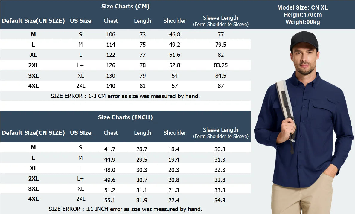 TACVASEN UPF 50+ Sun Protection Fishing Shirts Men's Quick Dry Long Sleeve Shirts Mesh Breathable Hiking Work Cargo Shirts