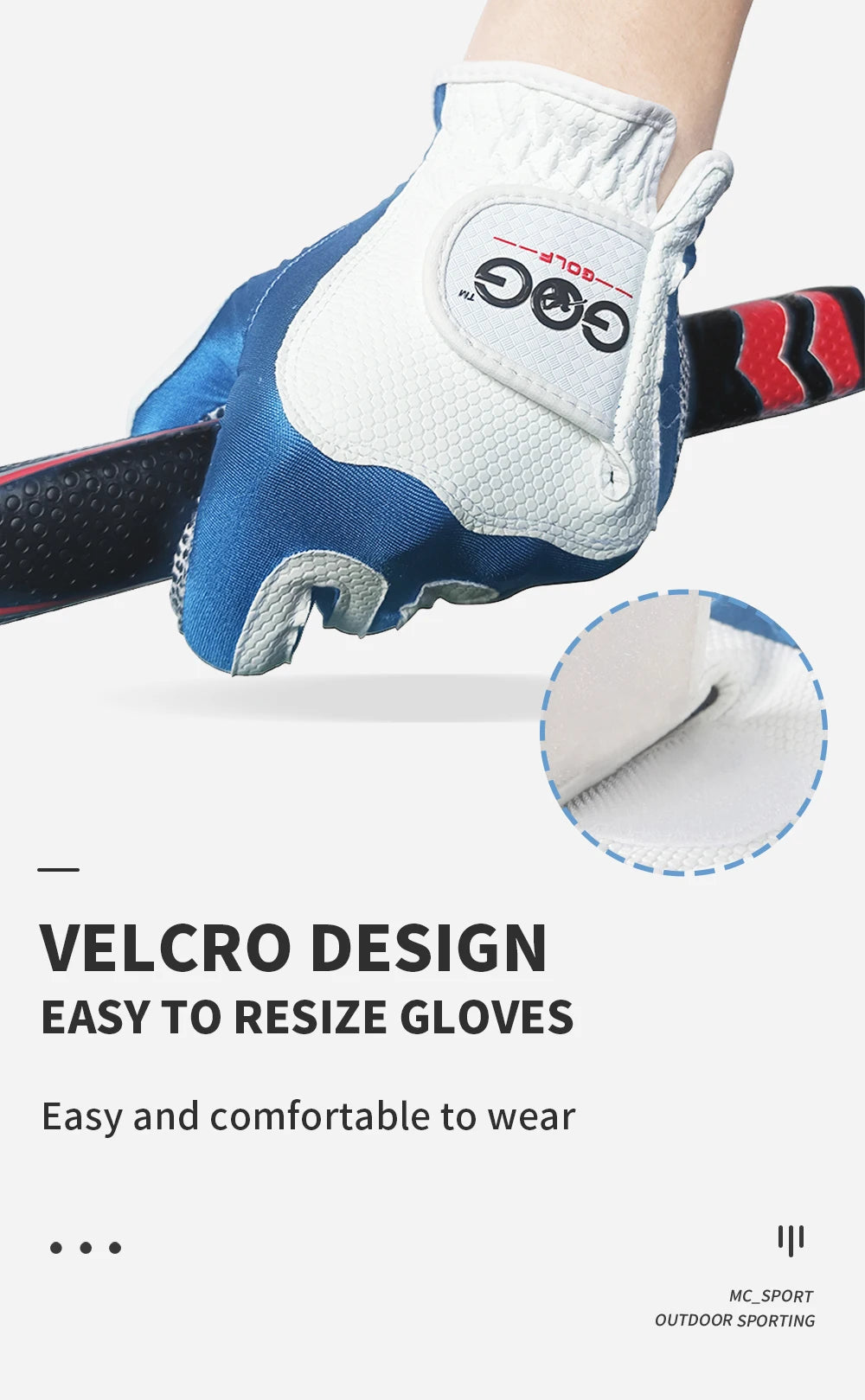 1pc Golf Gloves PU Leather Superelasticity Magic gloves 2 colour Blue Red For Men Schoolboy Gentleman For Game Ball new