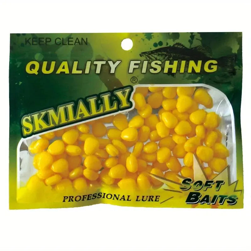 100pcs Silicone Corn Smell Soft Bait Floating Water Corn Carp Fishing Lures With the Cream Smell of Artificial Rubber Baits