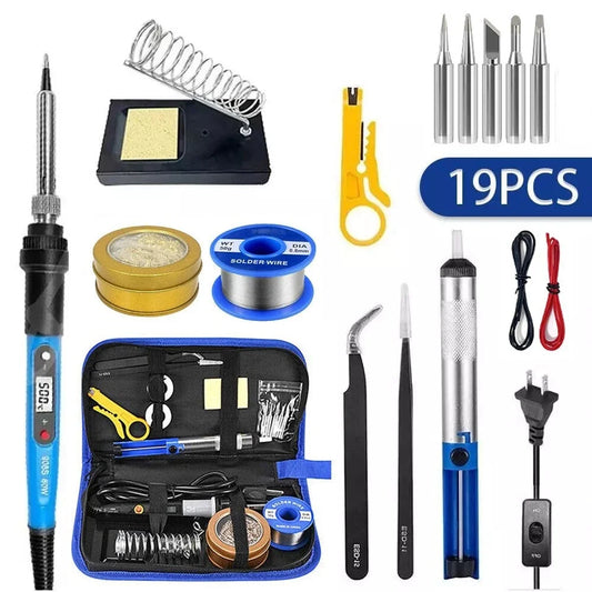 Electric Soldering Iron 80W Welding Gun Tool Kit Heat Pencil Repair Tools Adjustable Temperature Replaceable Soldering Iron Head