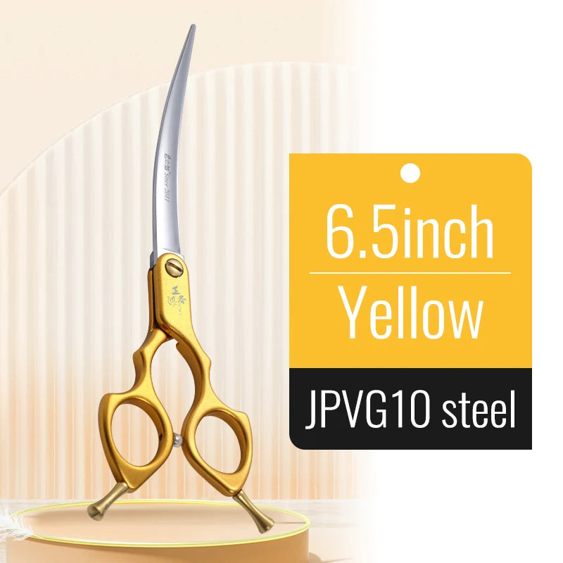 Premium Dog Grooming Curved Scissors – Alloy Handle, 440C Stainless Steel, Professional Pet Shears