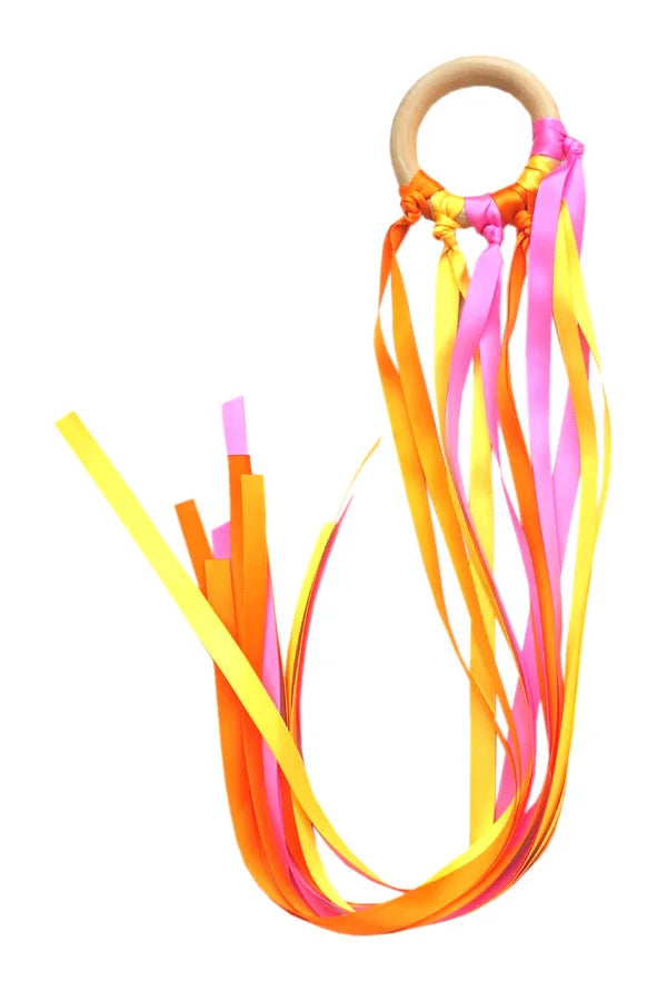 Montessori Style Sensory Toy BPA-free Non-toxic Baby Ribbon Ring Newborns Upwards Develop Colour Recognition Sensory Toy