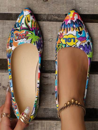 Women's Pointed Toe Flat Ballerina Shoes Slip On Casual