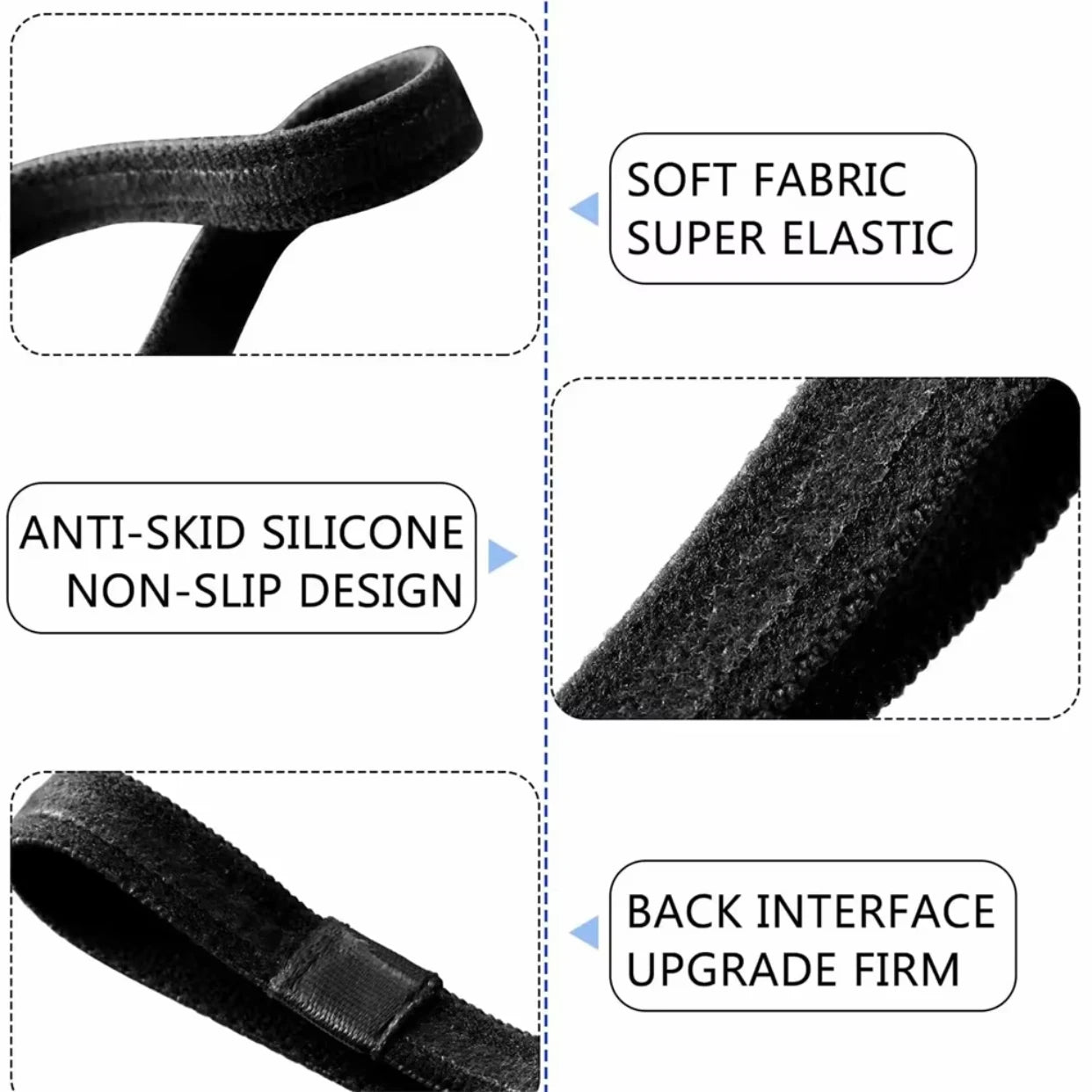 4 Pieces Non-Slip Elastic Sport Headband Black Stretchy Hair Band Sports Yoga Running Headband For Women Girls