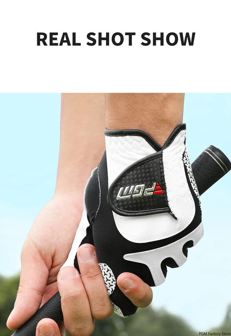 PGM Professional Golf Gloves Microfiber Cloth Fabric Breathable Non-Slip Club Swing Putting Training Glove ST037