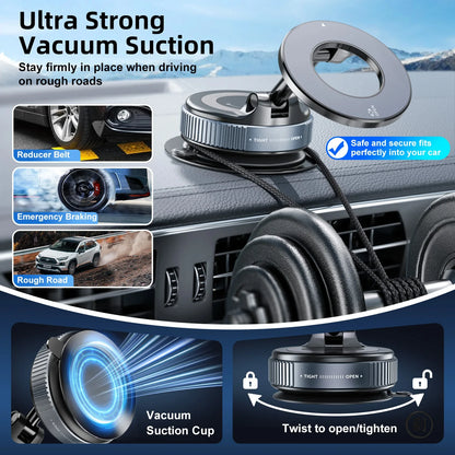 Car Phone Holder Vacuum Suction Cup 360-Degree Rotating Magnetic Universal Mount