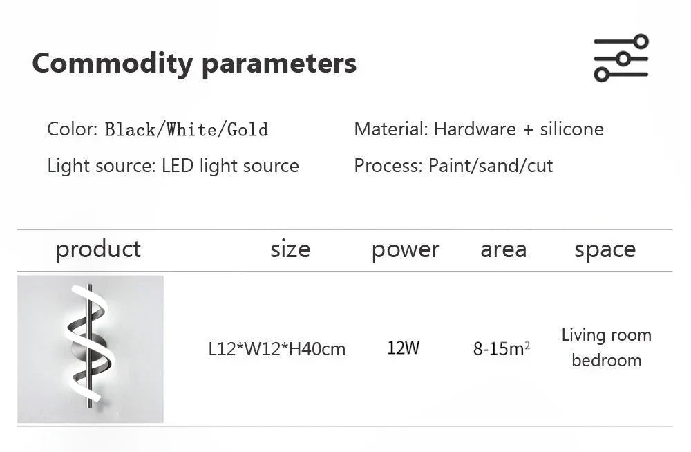 LED Luxury Wall Lamp – Black/White/Gold Decorative Light for Bedroom & Living Room