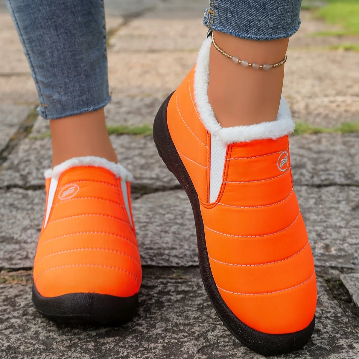 Women's boots Winter Boot with Comfortable Warm Fur Lined Ankle Booties Outdoor Slip On Waterproof Short Boots