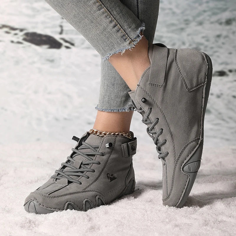 Boots for Women Winter Shoes Waterproof Ankle Boots Luxury Comfortable Warm Fur Plush Snow Boot Leather Casual Short Boots